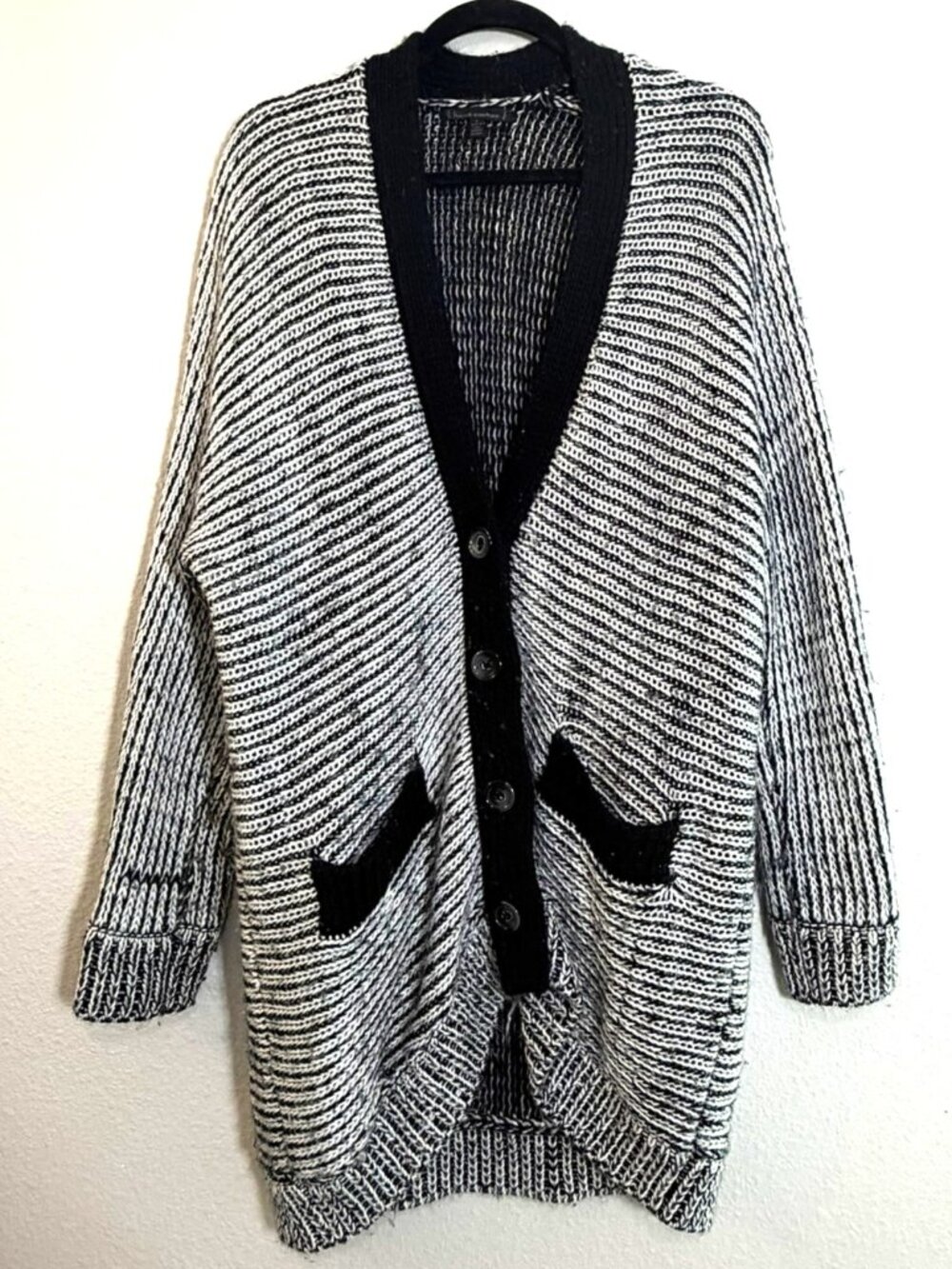 Lucca Couture Oversized Marled Stripe Button Down Cardigan Sweater Large